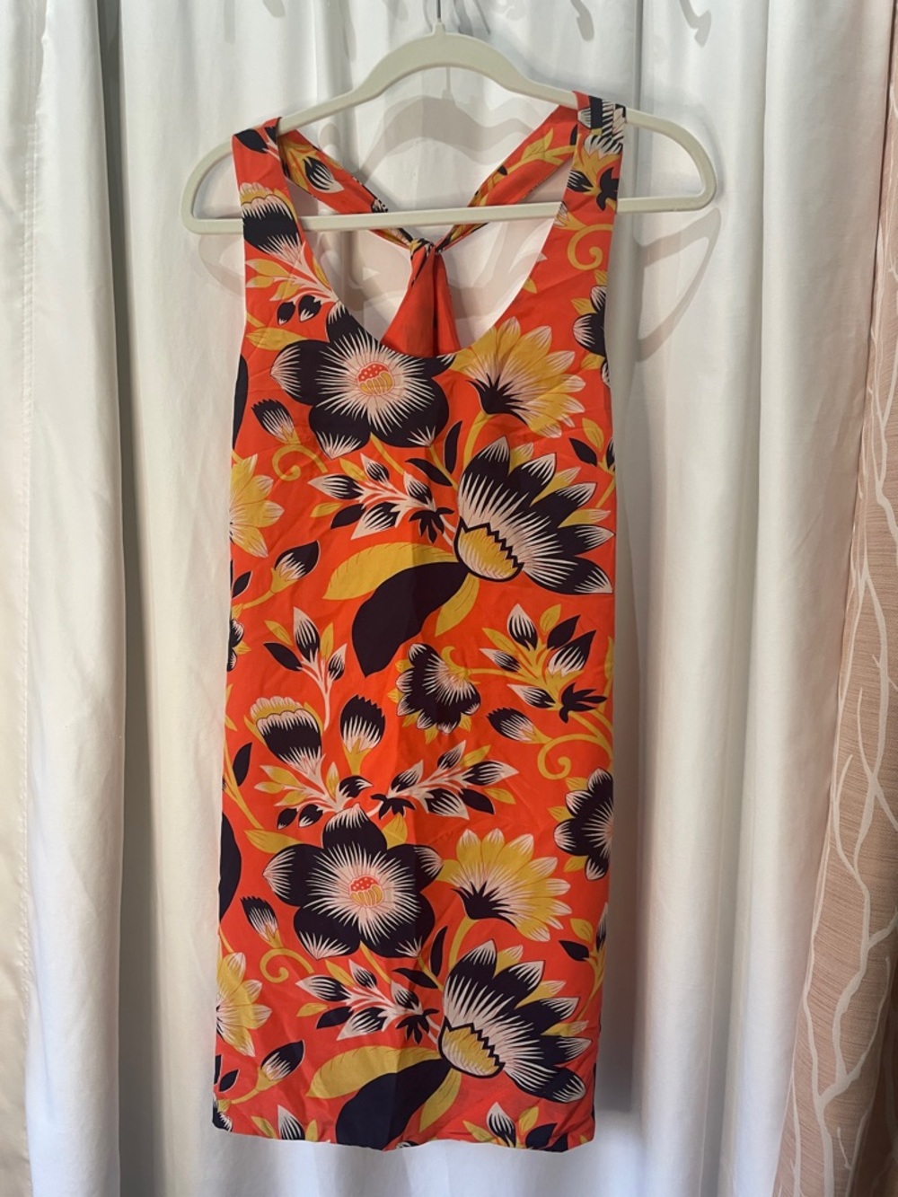 J. Crew Orange Floral Tie-Back silk Mini Dress